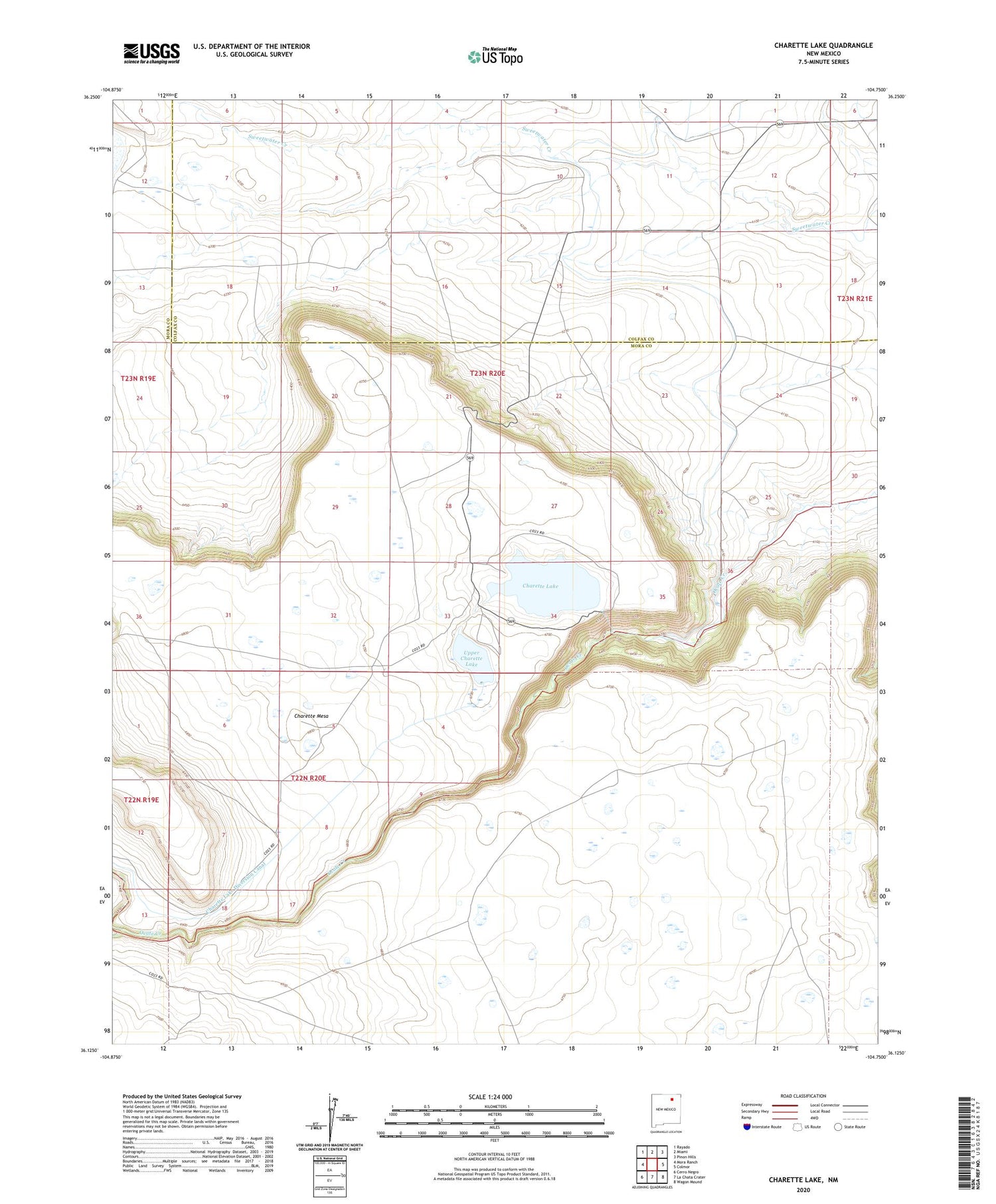 Charette Lake New Mexico US Topo Map Image