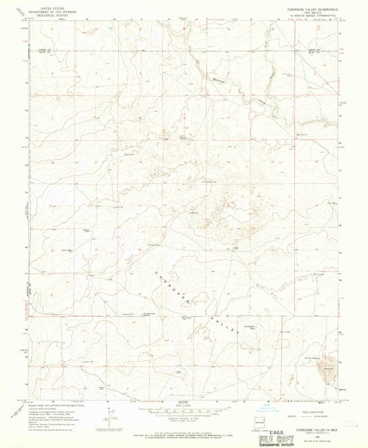 Classic USGS Cherokee Valley New Mexico 7.5'x7.5' Topo Map Image