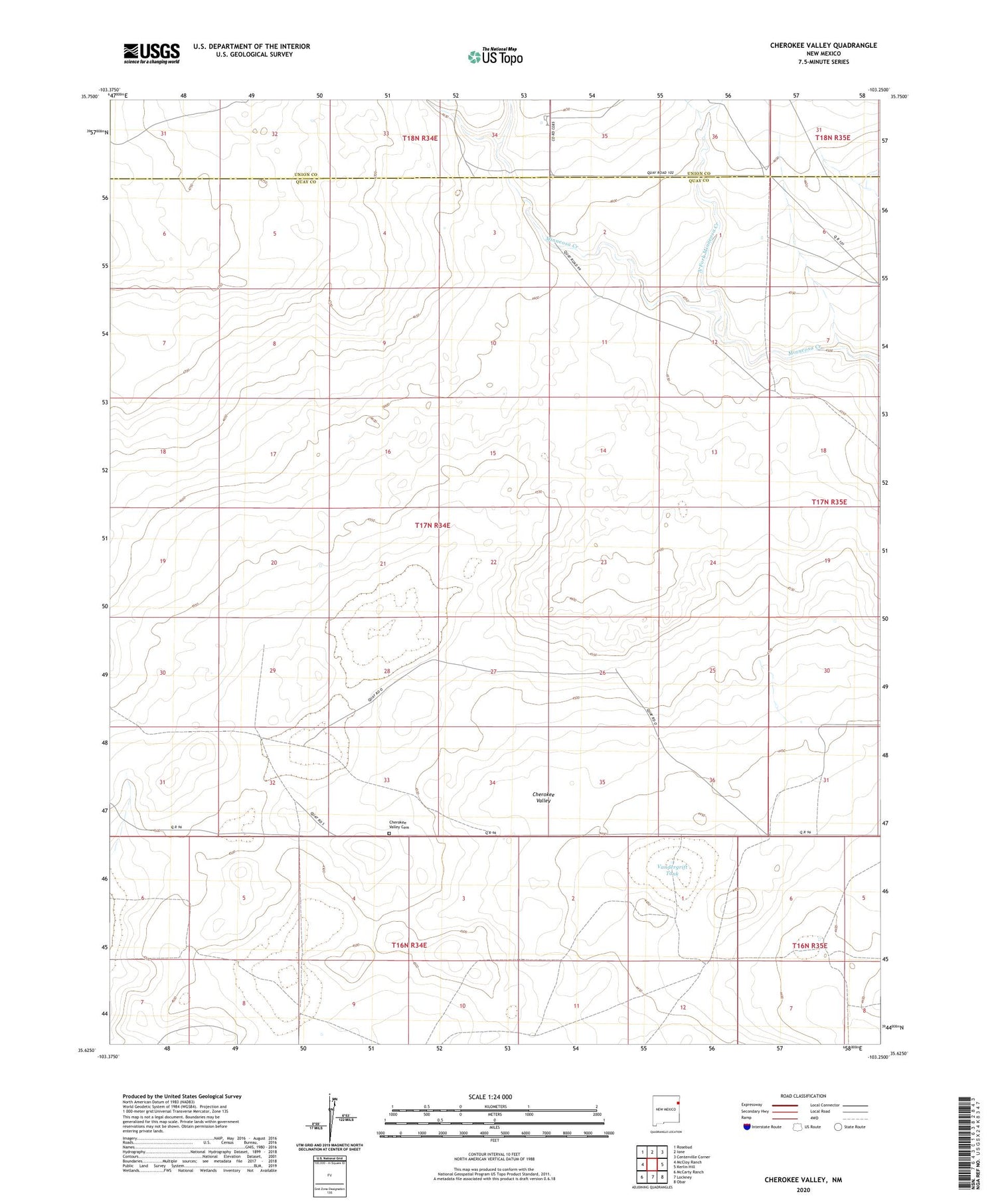 Cherokee Valley New Mexico US Topo Map Image