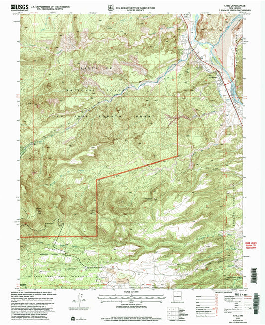 Classic USGS Chili New Mexico 7.5'x7.5' Topo Map Image