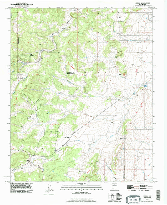 Classic USGS Chilili New Mexico 7.5'x7.5' Topo Map Image