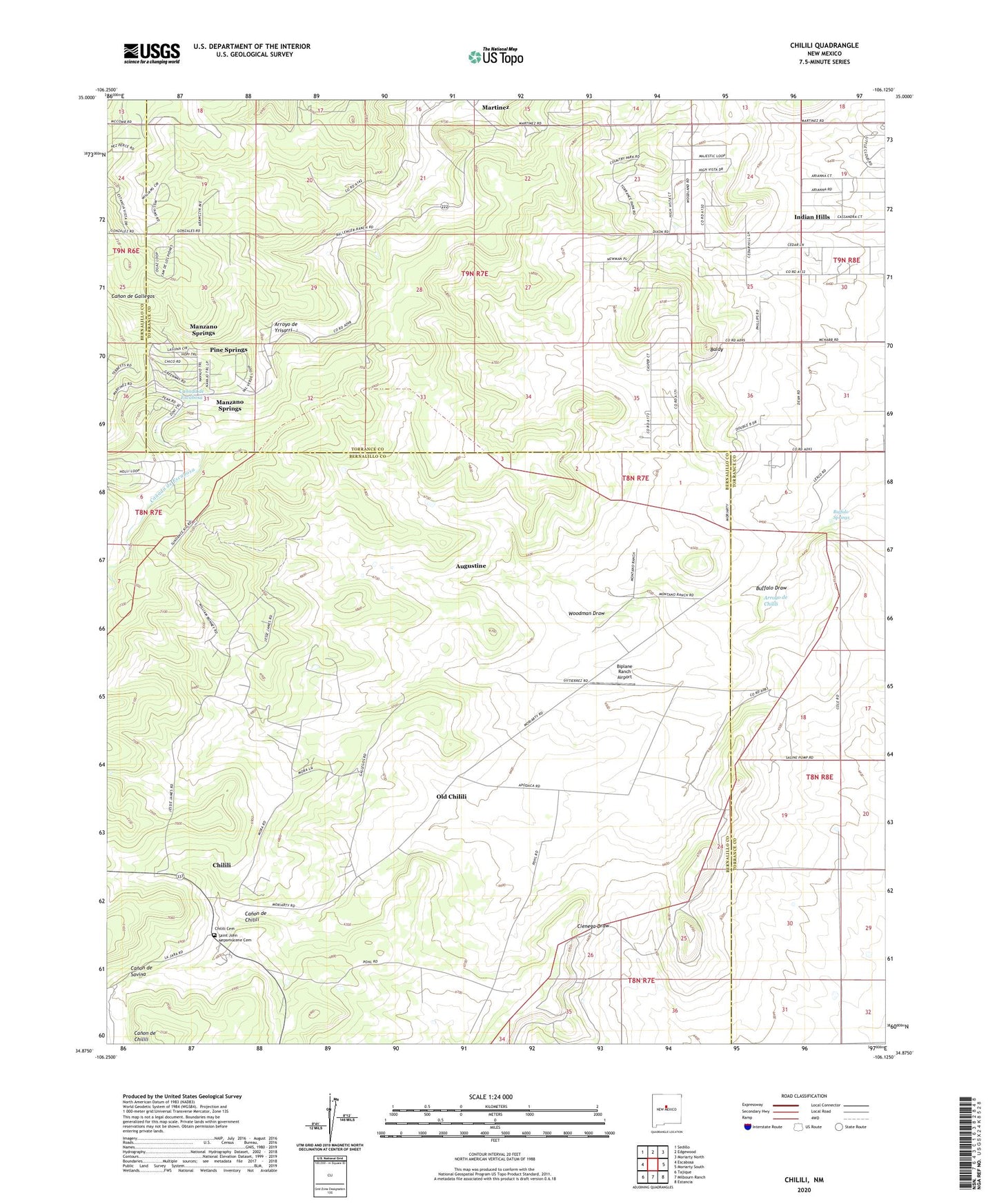 Chilili New Mexico US Topo Map Image