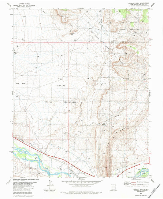 Classic USGS Chimney Rock New Mexico 7.5'x7.5' Topo Map Image