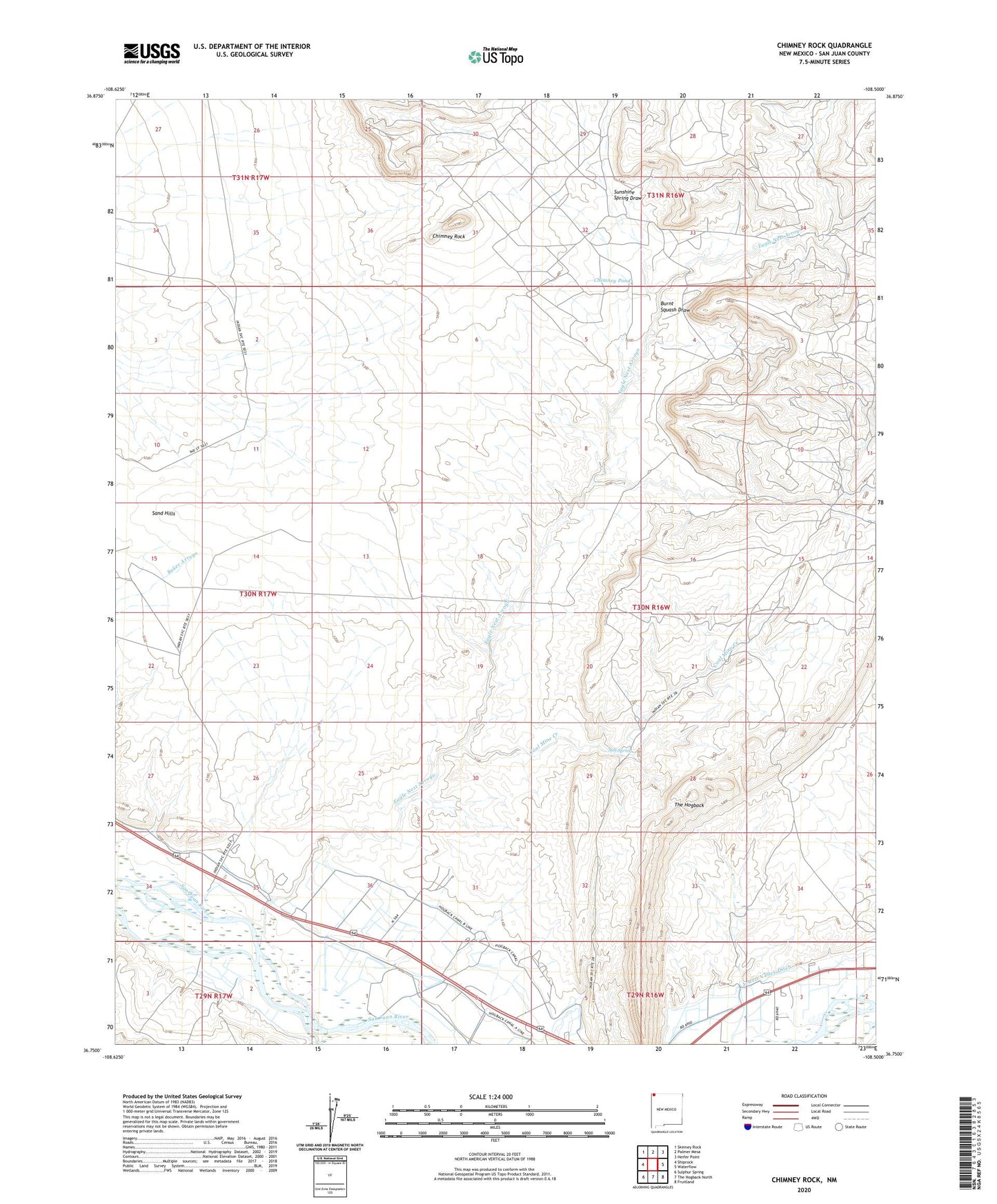 Chimney Rock New Mexico US Topo Map Image