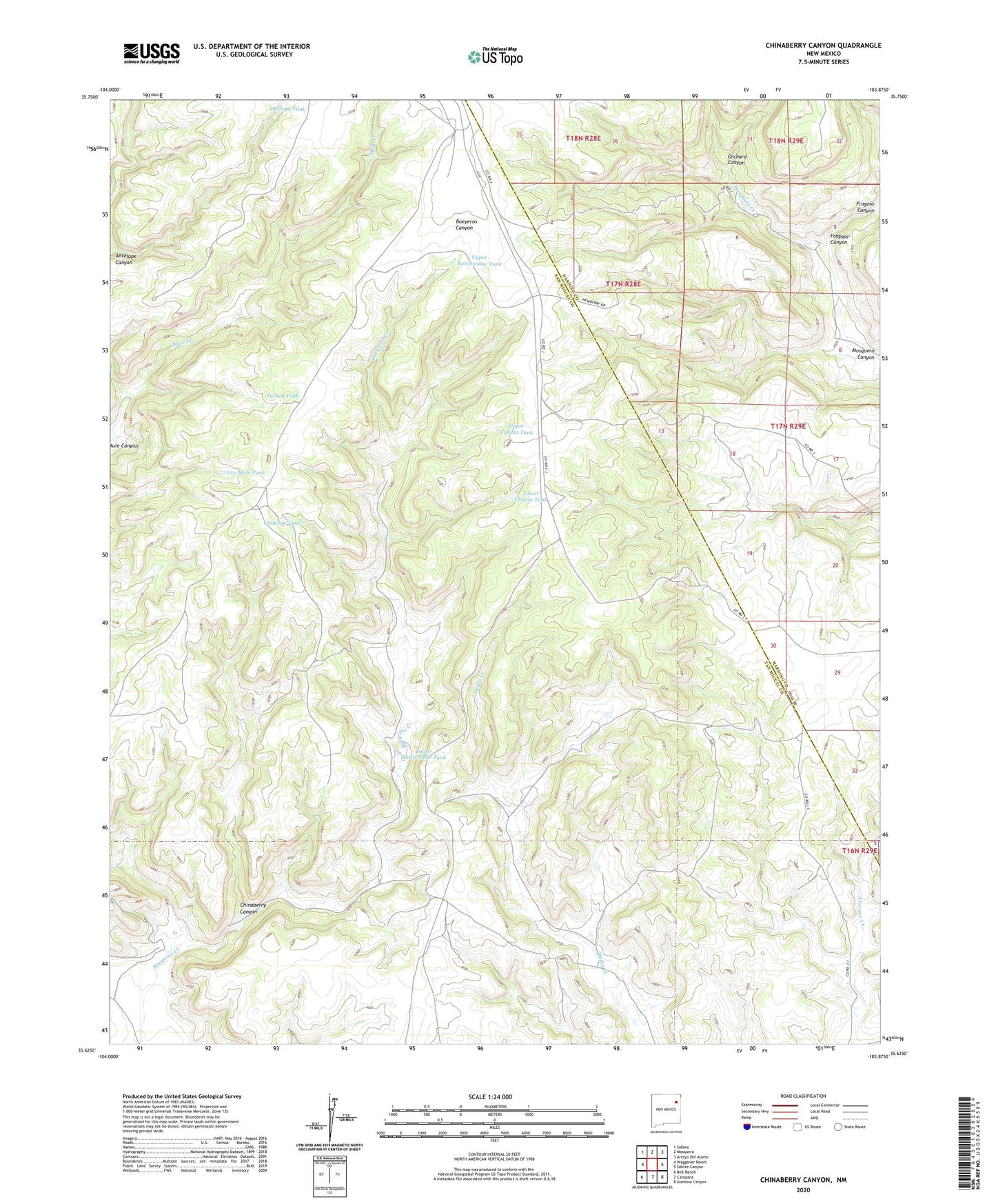 Chinaberry Canyon New Mexico US Topo Map Image