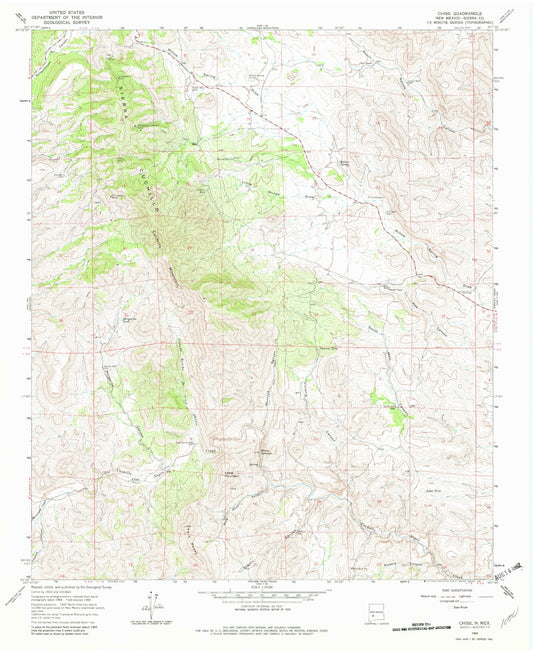 Classic USGS Chise New Mexico 7.5'x7.5' Topo Map Image