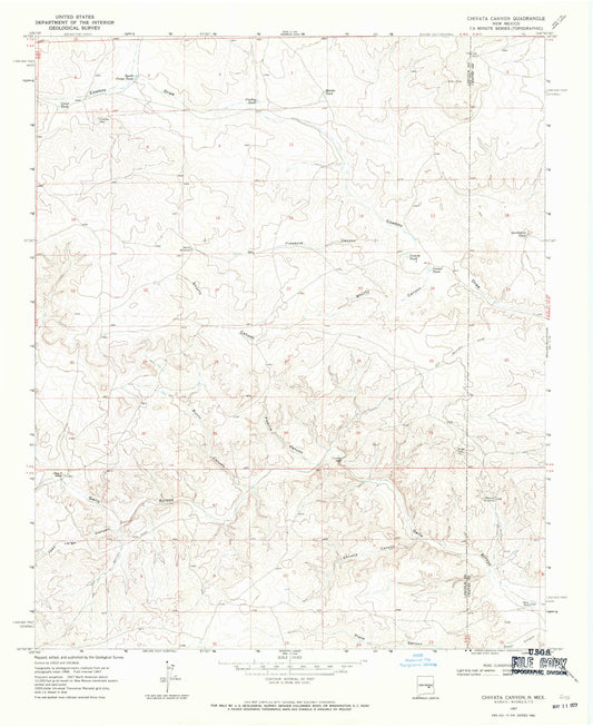Classic USGS Chivata Canyon New Mexico 7.5'x7.5' Topo Map Image