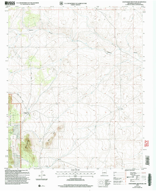 Classic USGS Chupadero Mountain New Mexico 7.5'x7.5' Topo Map Image