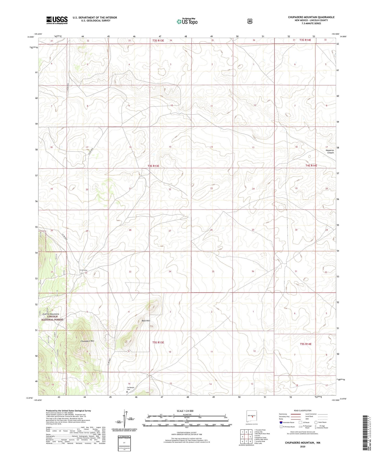 Chupadero Mountain New Mexico US Topo Map Image