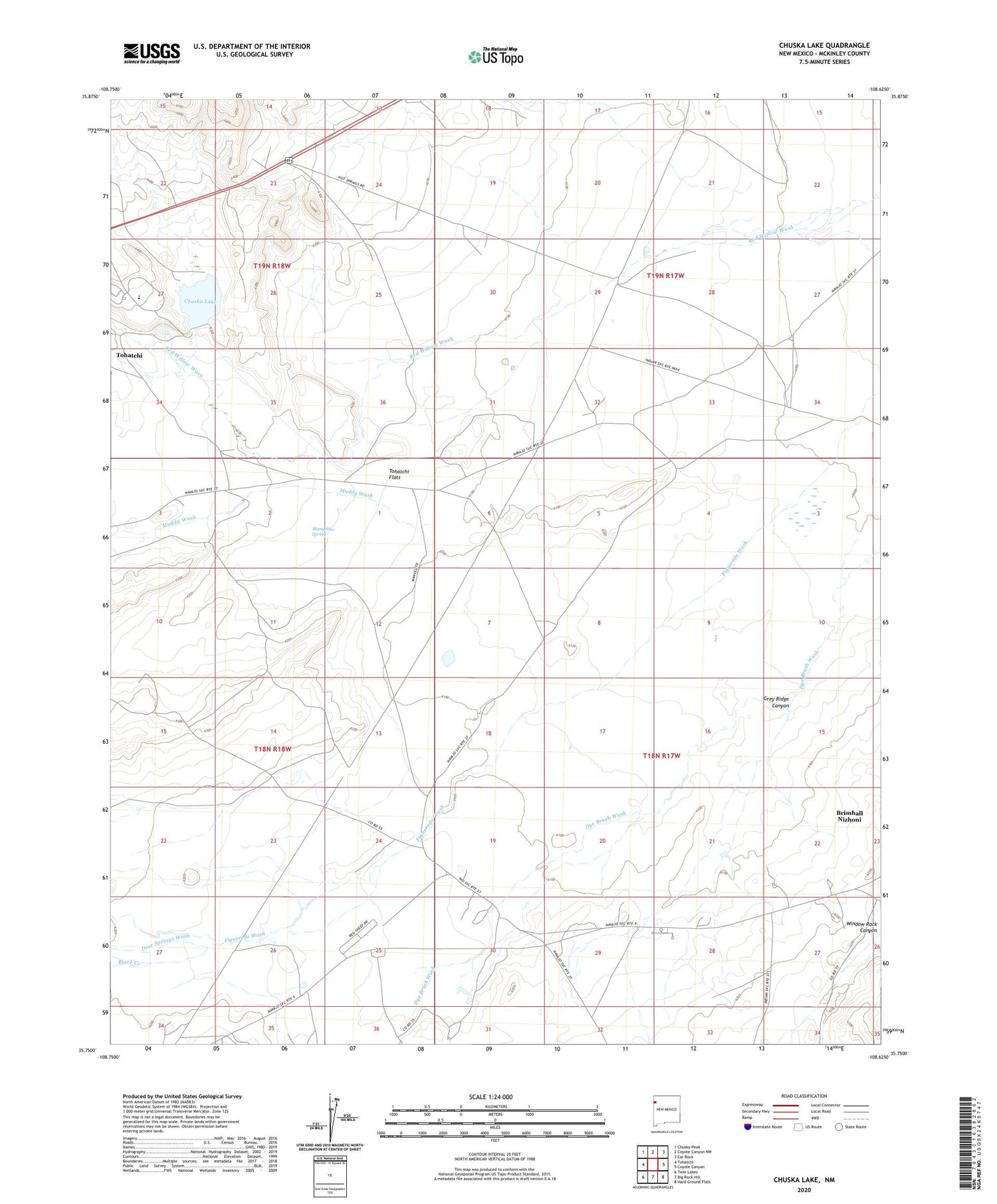 Chuska Lake New Mexico US Topo Map Image