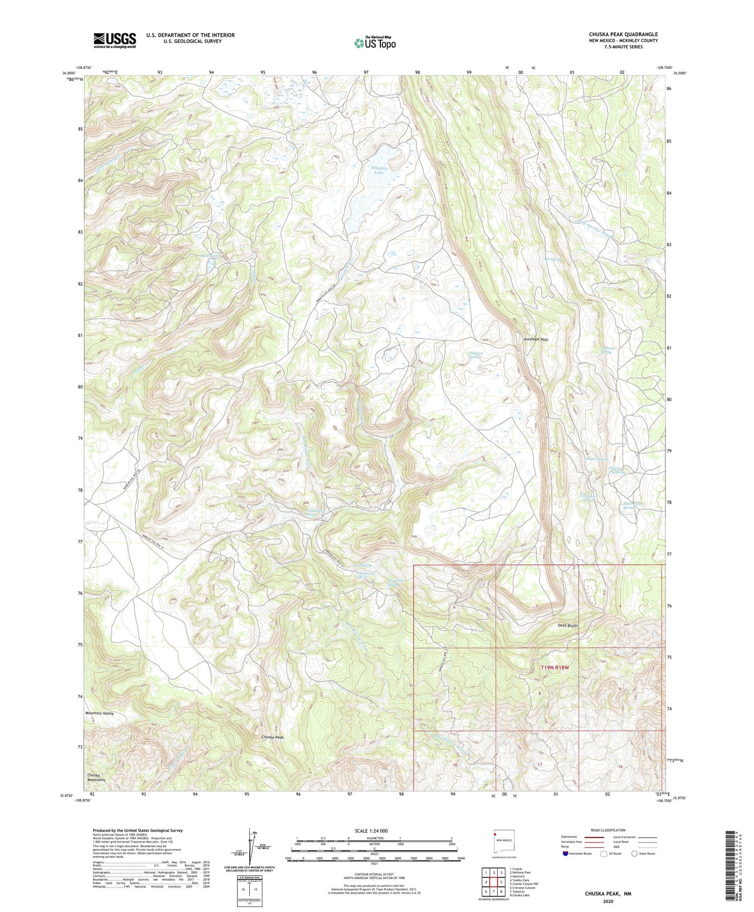 Chuska Peak New Mexico US Topo Map Image