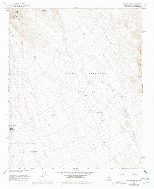 Classic USGS Cienega Ranch New Mexico 7.5'x7.5' Topo Map Image