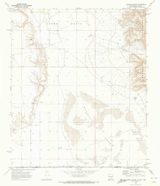 Classic USGS Cienega School New Mexico 7.5'x7.5' Topo Map Image