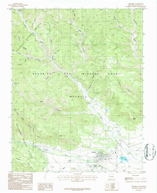 Classic USGS Cimarron New Mexico 7.5'x7.5' Topo Map Image