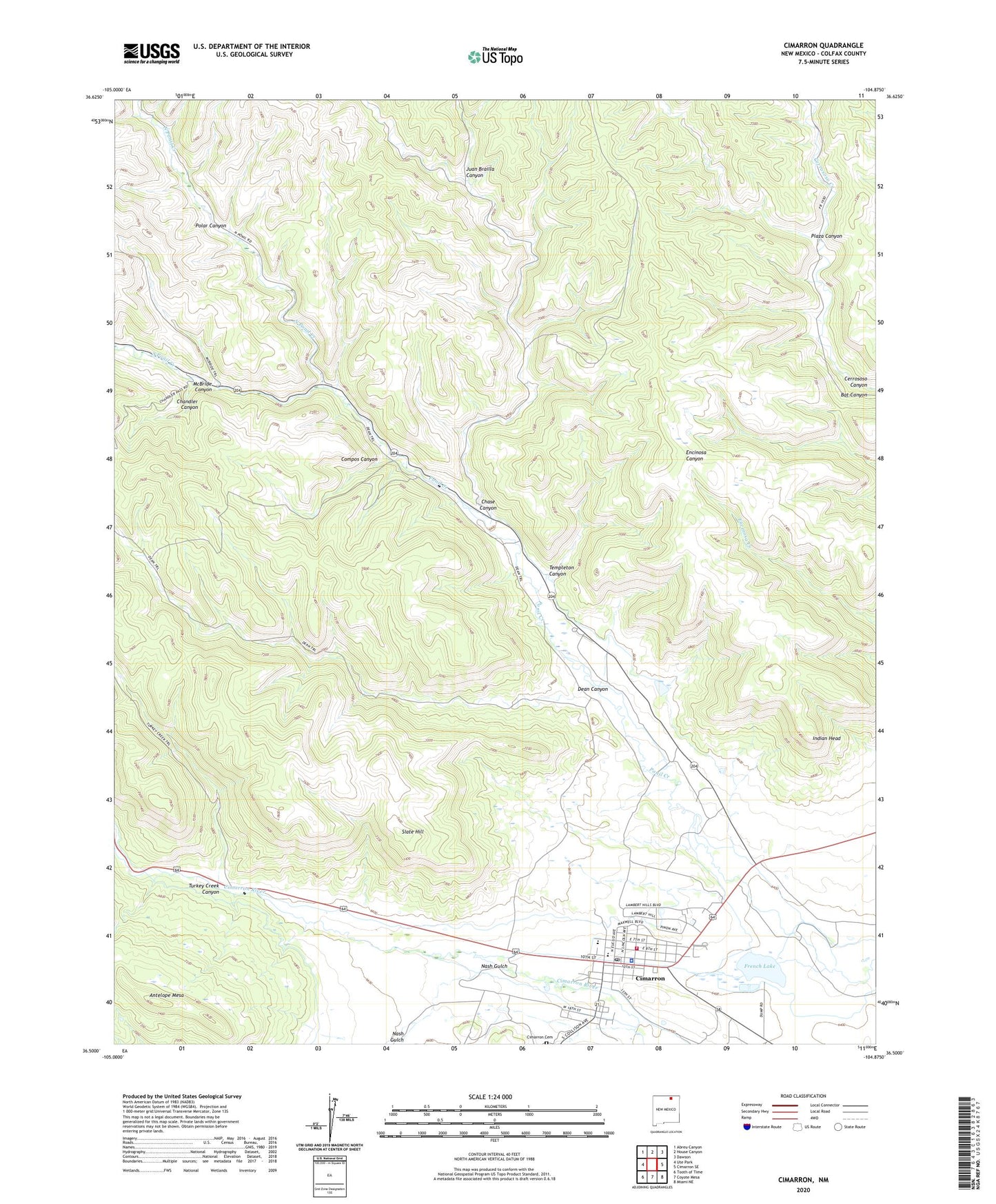 Cimarron New Mexico US Topo Map Image