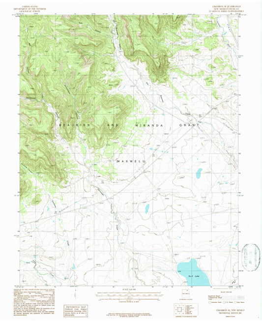 Classic USGS Cimarron SE New Mexico 7.5'x7.5' Topo Map Image