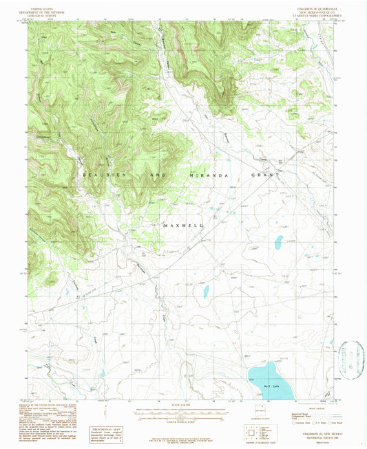 Classic USGS Cimarron SE New Mexico 7.5'x7.5' Topo Map Image