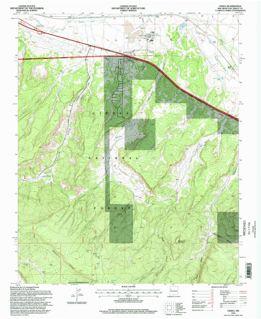 Classic USGS Ciniza New Mexico 7.5'x7.5' Topo Map Image