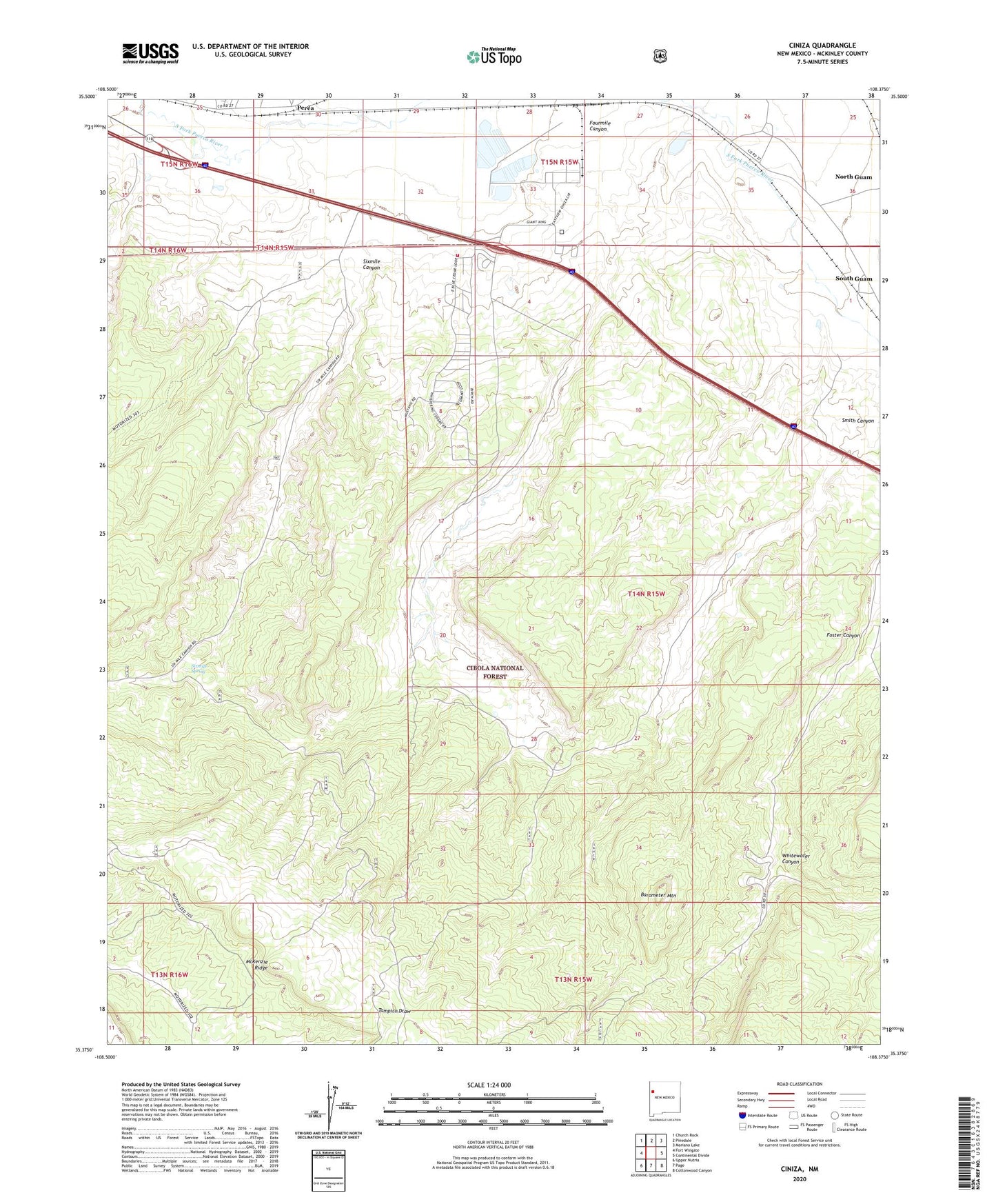 Ciniza New Mexico US Topo Map Image