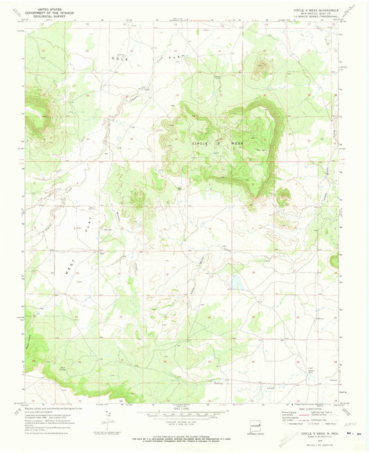 Classic USGS Circle S Mesa New Mexico 7.5'x7.5' Topo Map Image