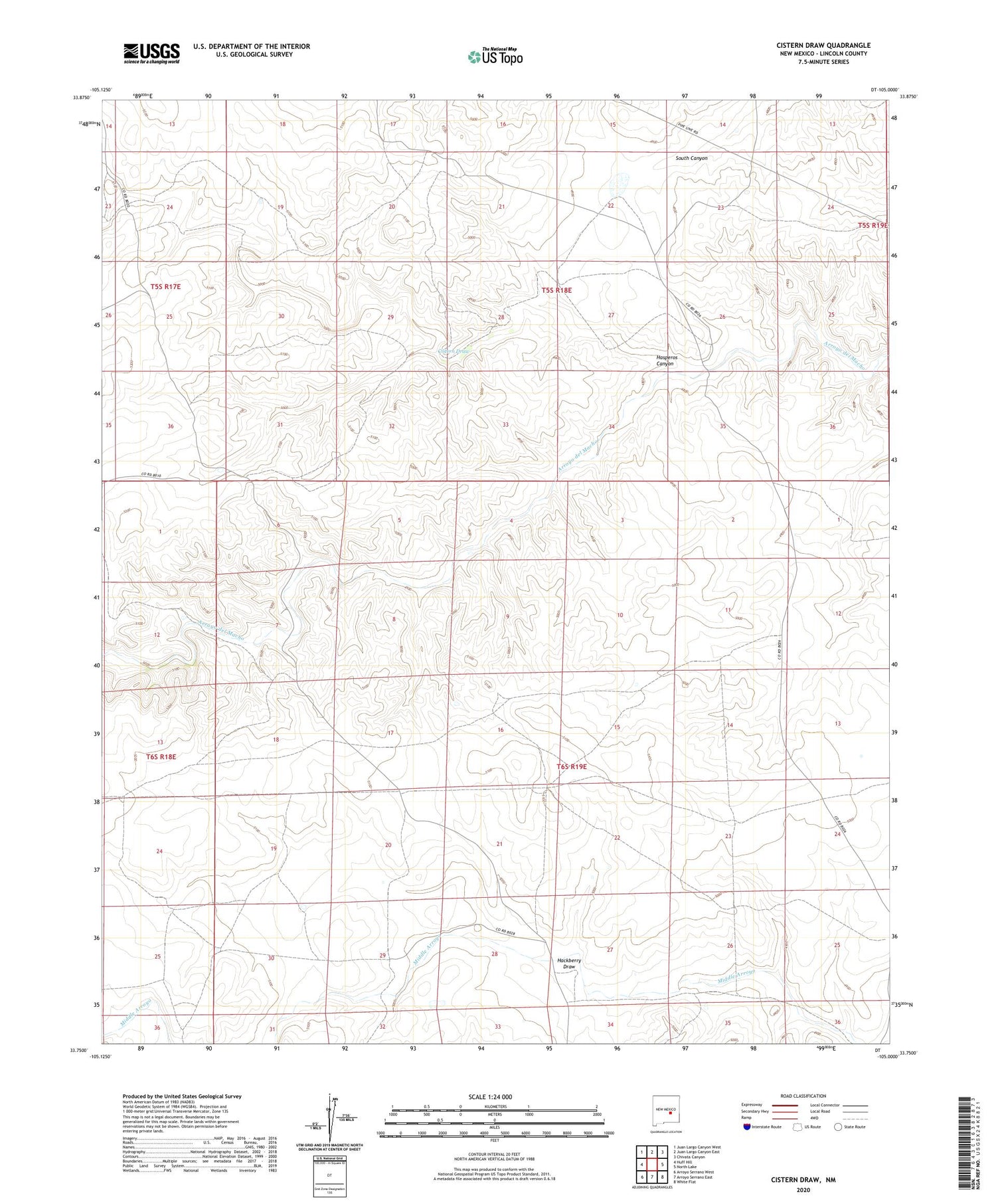 Cistern Draw New Mexico US Topo Map Image