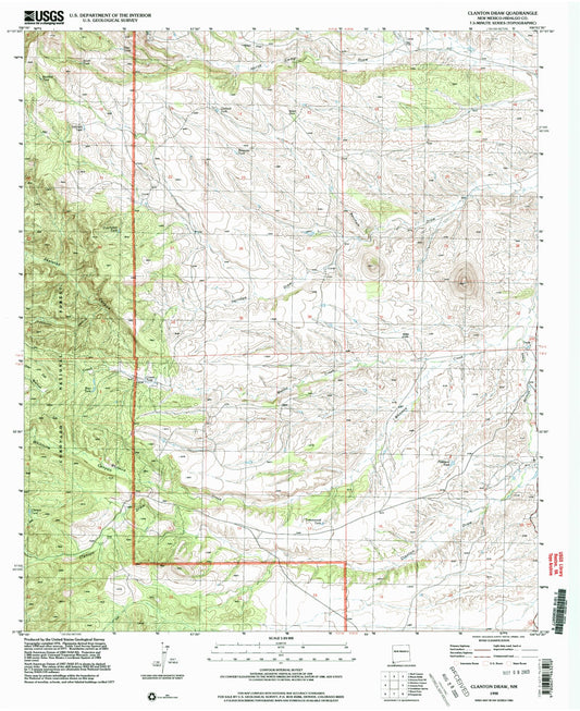 Classic USGS Clanton Draw New Mexico 7.5'x7.5' Topo Map Image