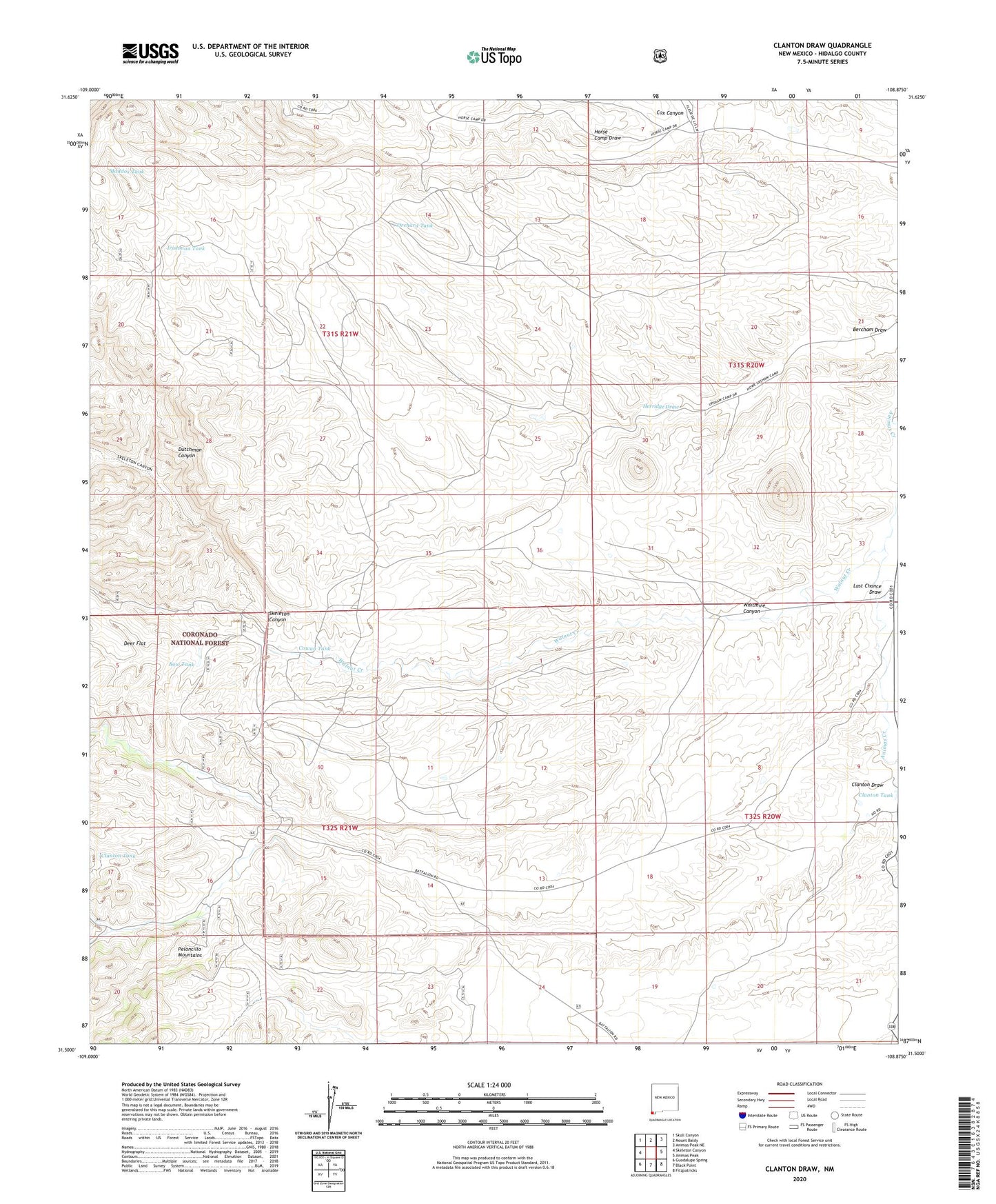 Clanton Draw New Mexico US Topo Map Image
