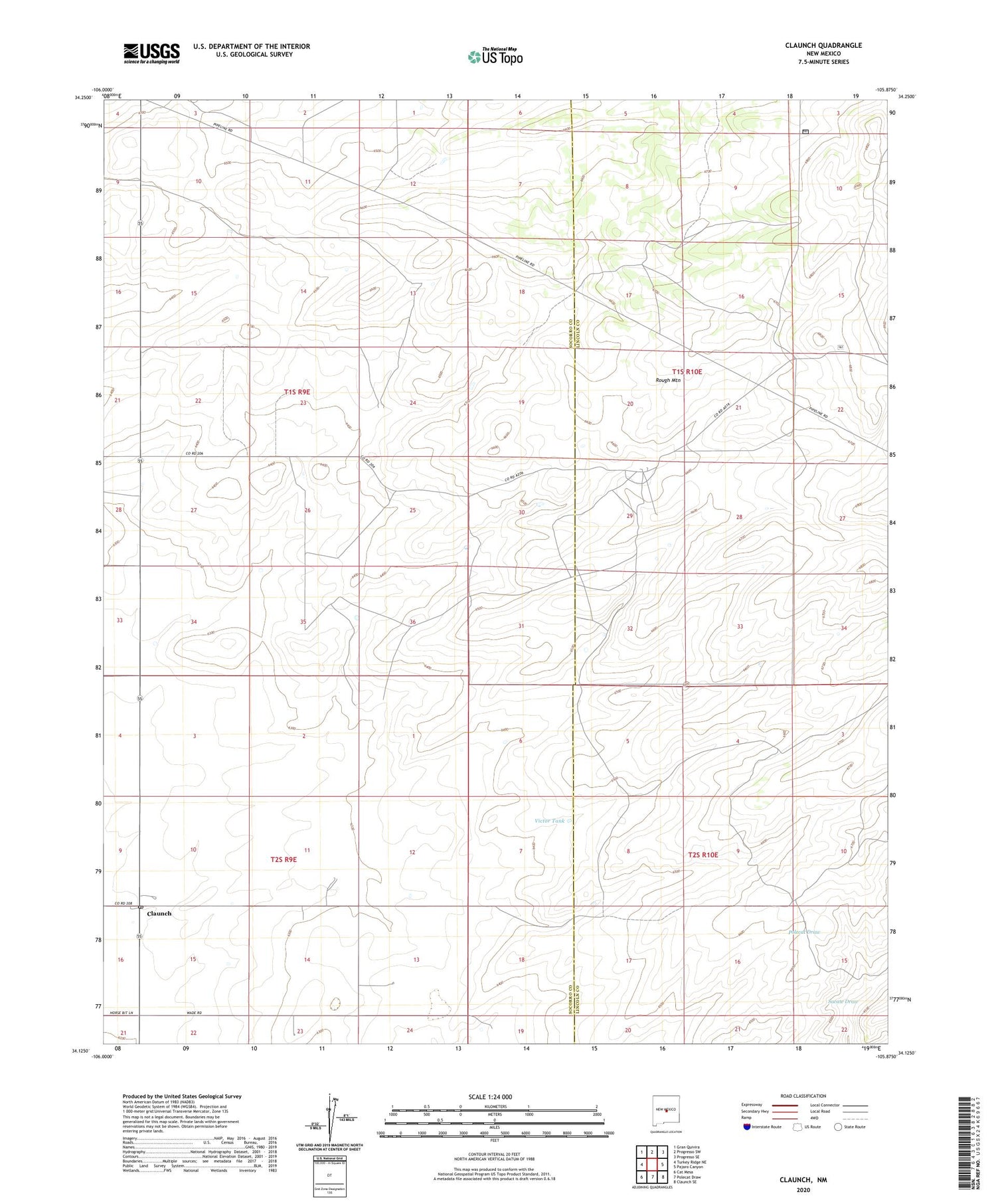 Claunch New Mexico US Topo Map Image
