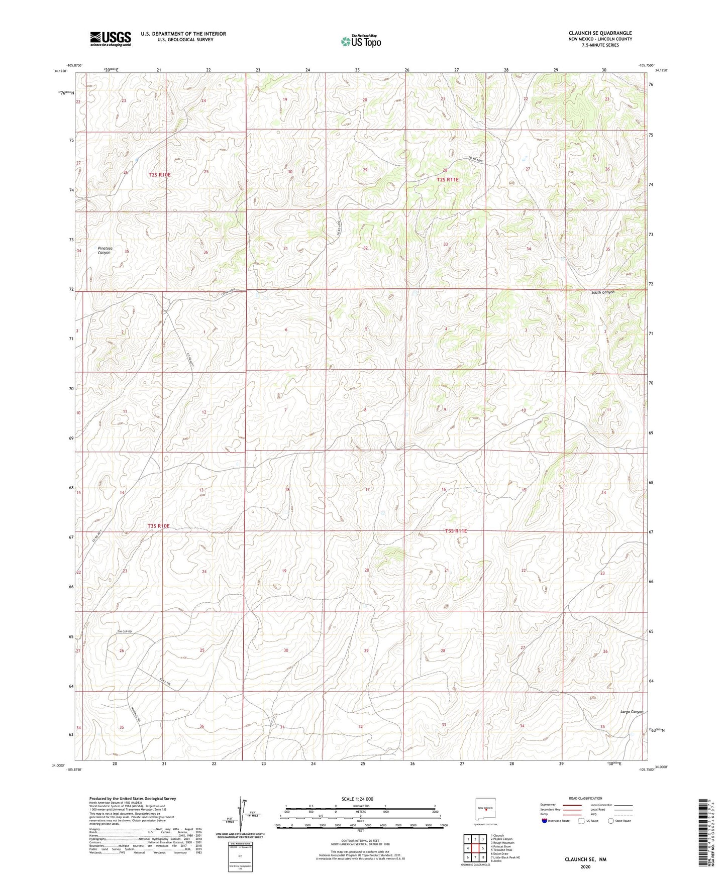Claunch SE New Mexico US Topo Map Image