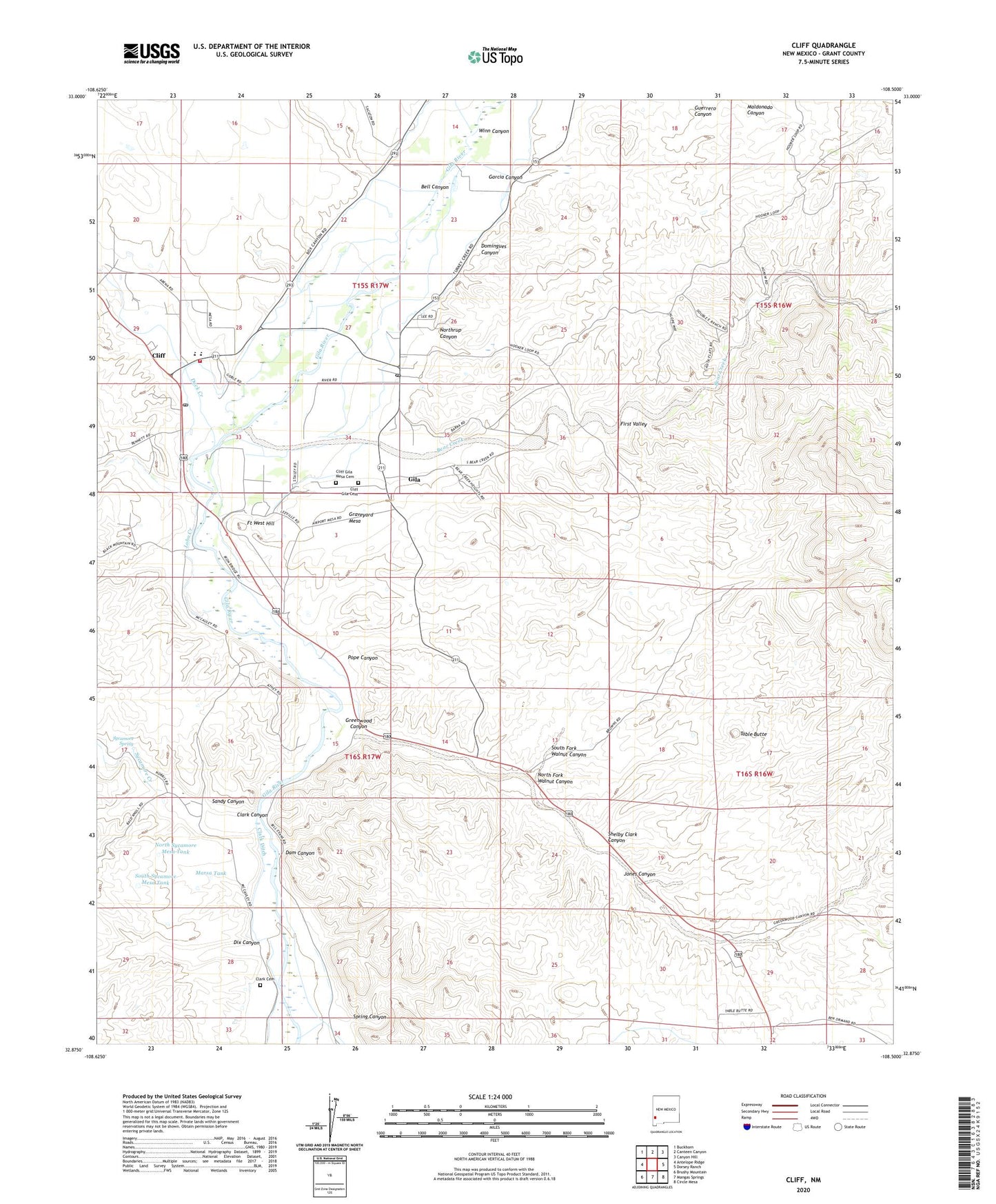 Cliff New Mexico US Topo Map Image