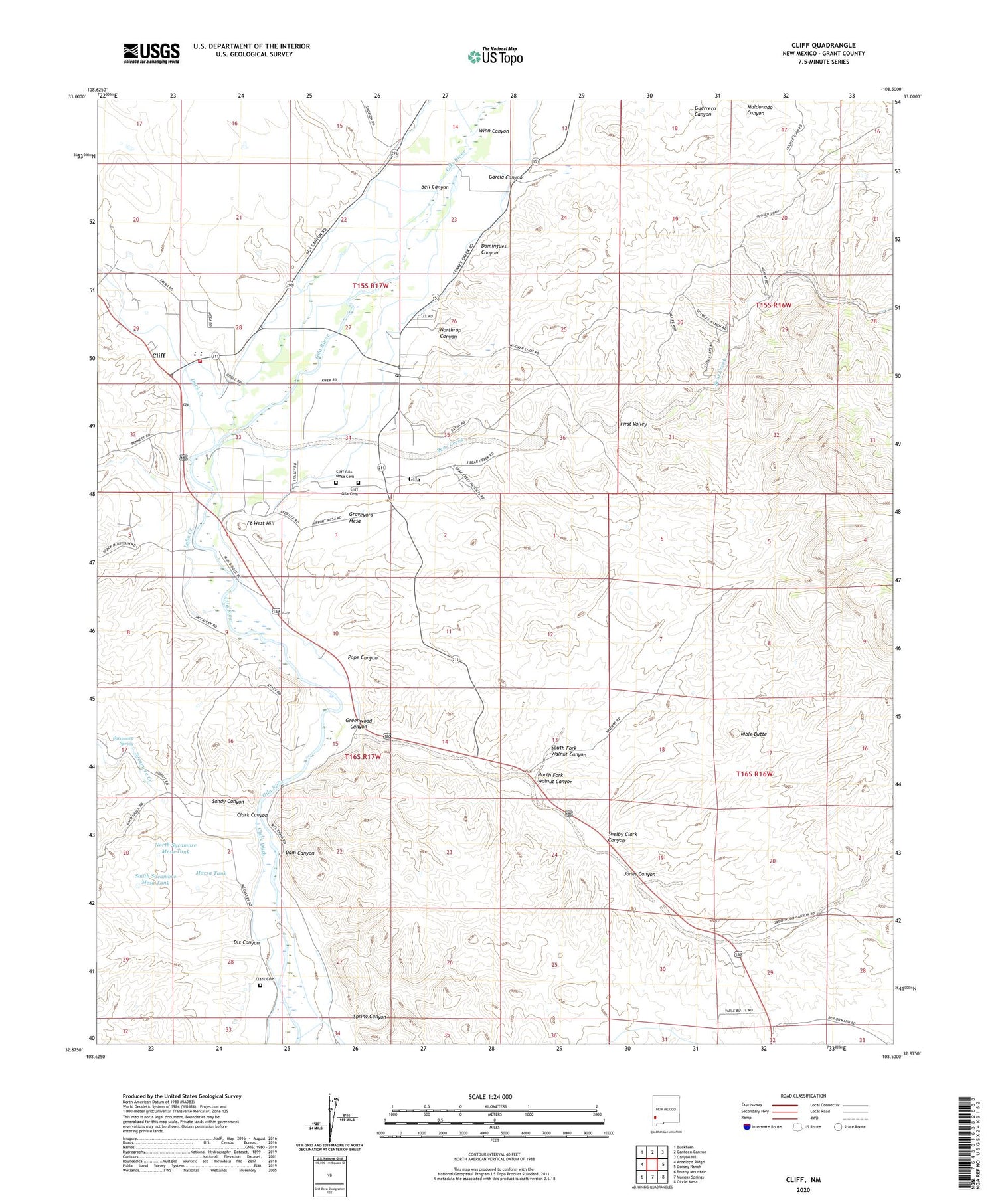 Cliff New Mexico US Topo Map Image