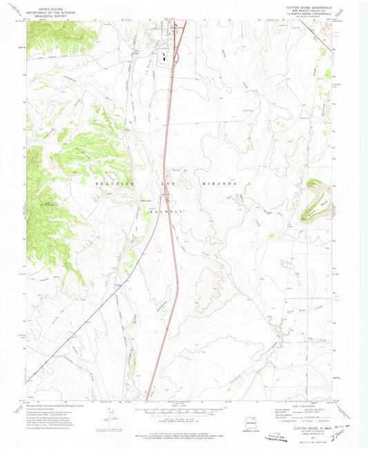 Classic USGS Clifton House New Mexico 7.5'x7.5' Topo Map Image