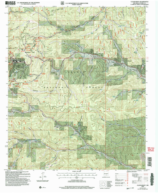 Classic USGS Cloudcroft New Mexico 7.5'x7.5' Topo Map Image