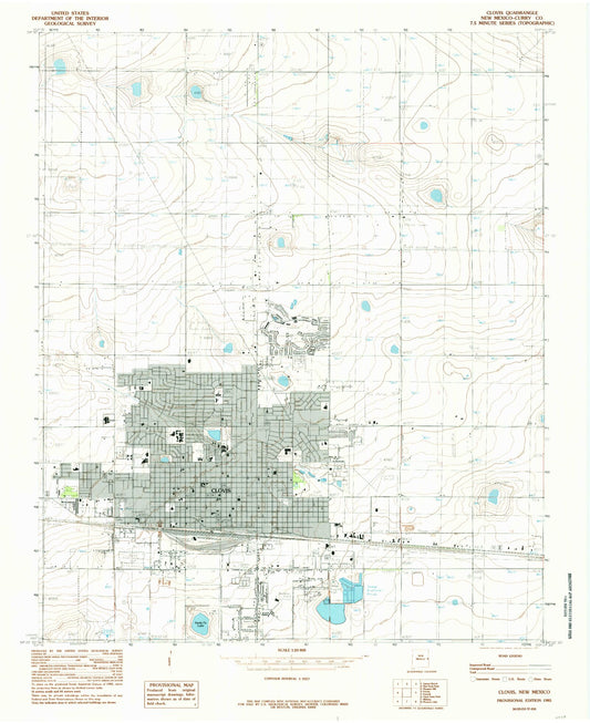 Classic USGS Clovis New Mexico 7.5'x7.5' Topo Map Image