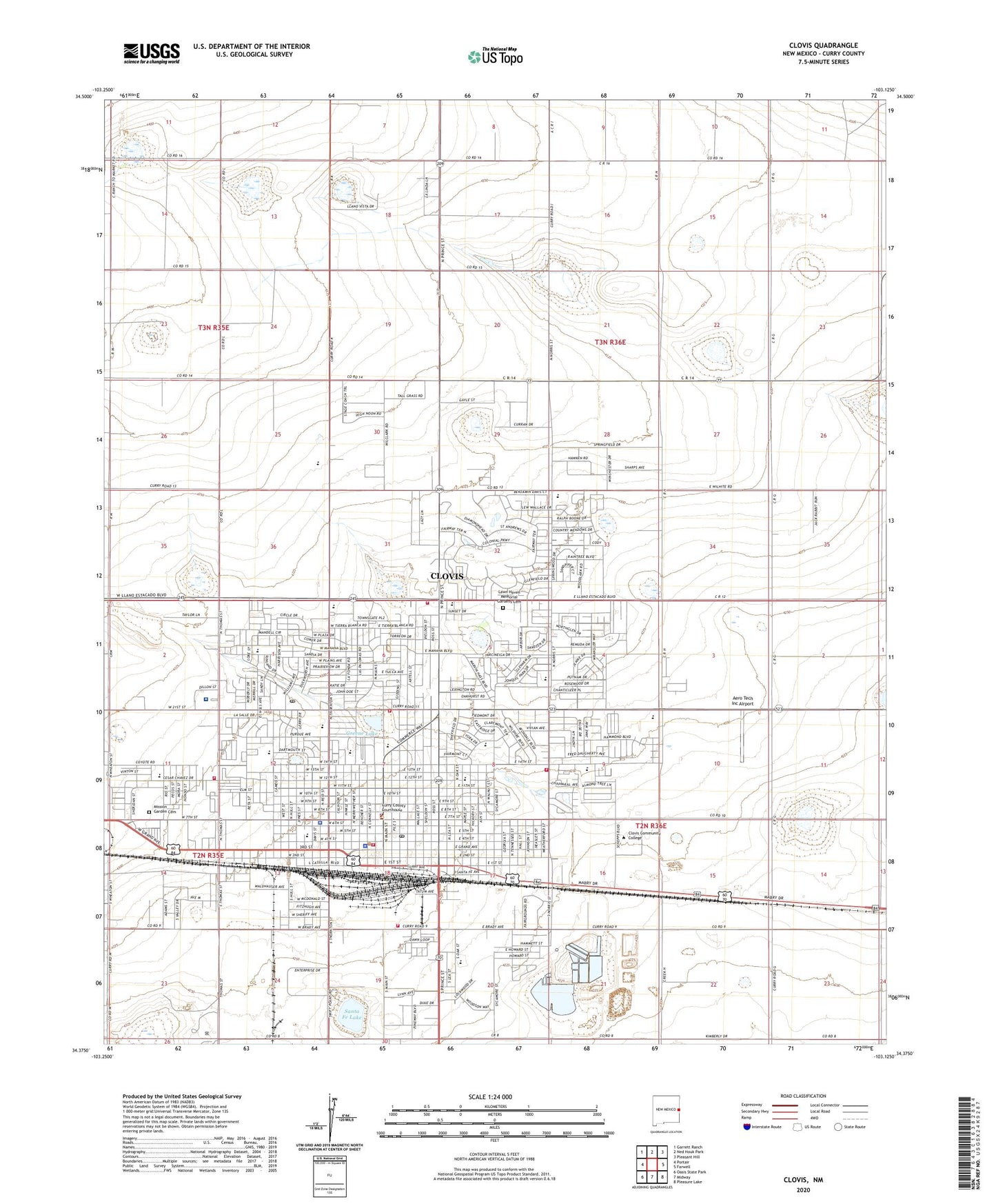 Clovis New Mexico US Topo Map Image