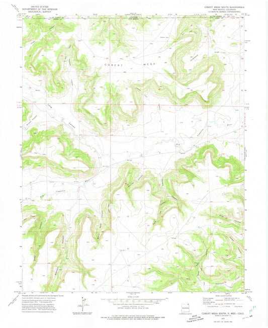 Classic USGS Cobert Mesa South New Mexico 7.5'x7.5' Topo Map Image