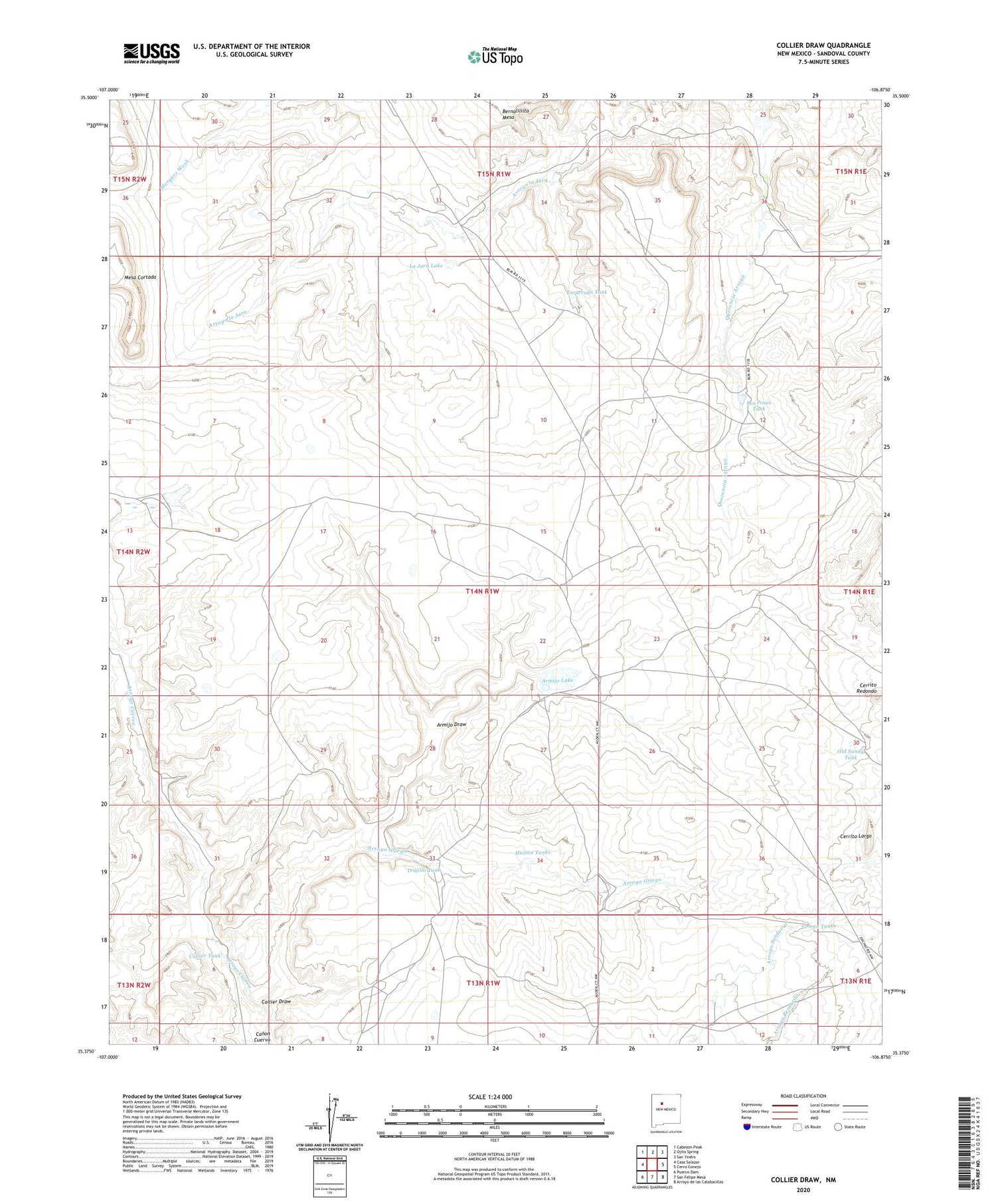 Collier Draw New Mexico US Topo Map Image