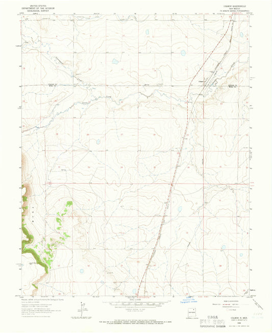 Classic USGS Colmor New Mexico 7.5'x7.5' Topo Map Image