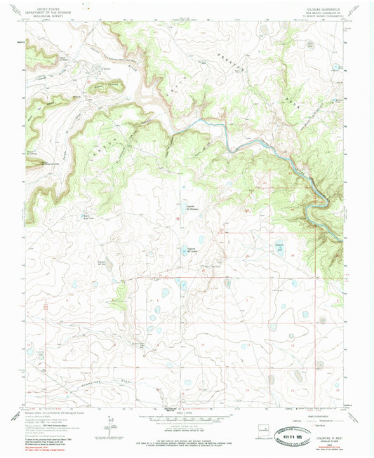 Classic USGS Colonias New Mexico 7.5'x7.5' Topo Map Image