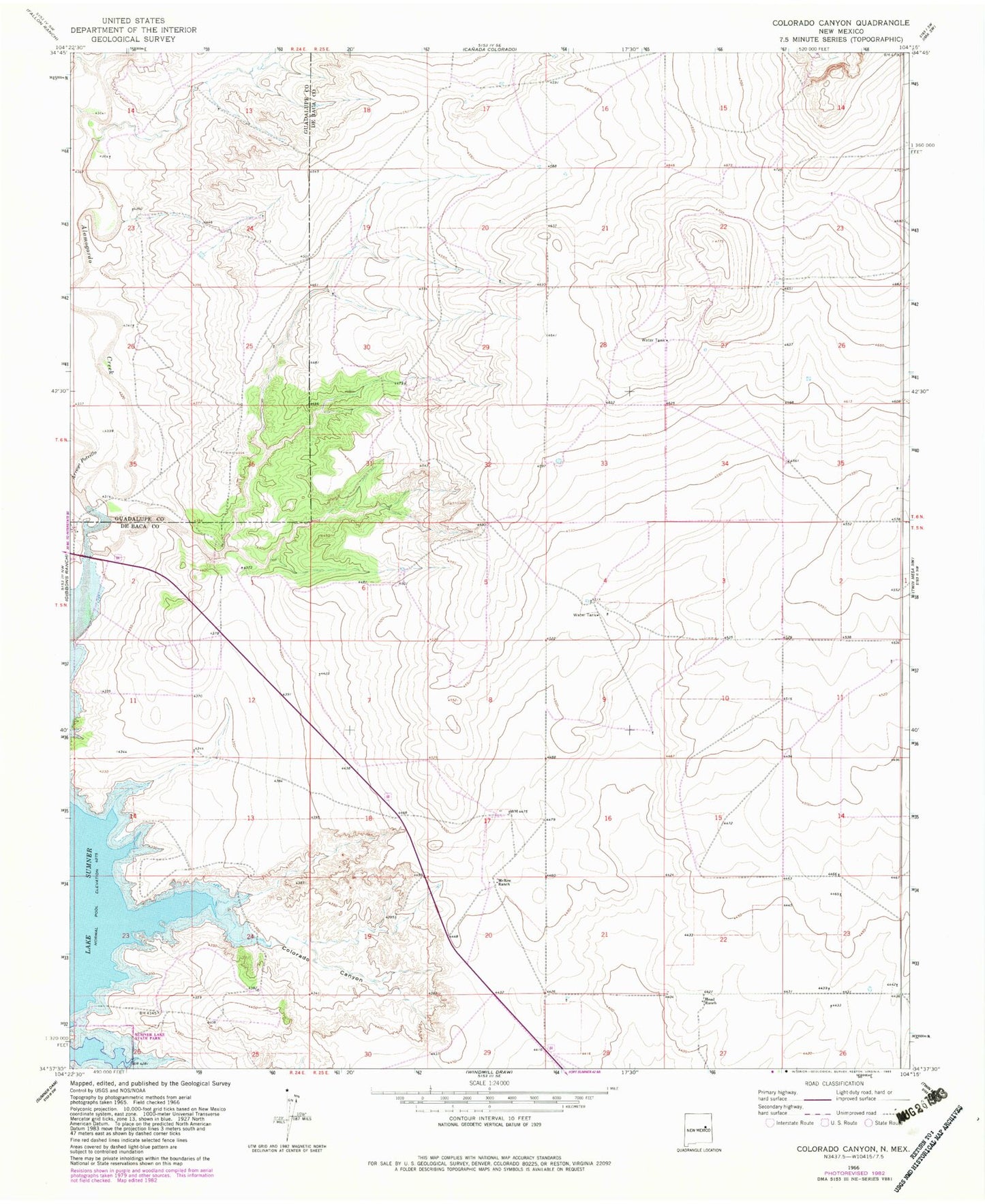 Classic USGS Colorado Canyon New Mexico 7.5'x7.5' Topo Map Image