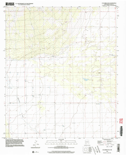 Classic USGS Columbus NE New Mexico 7.5'x7.5' Topo Map Image