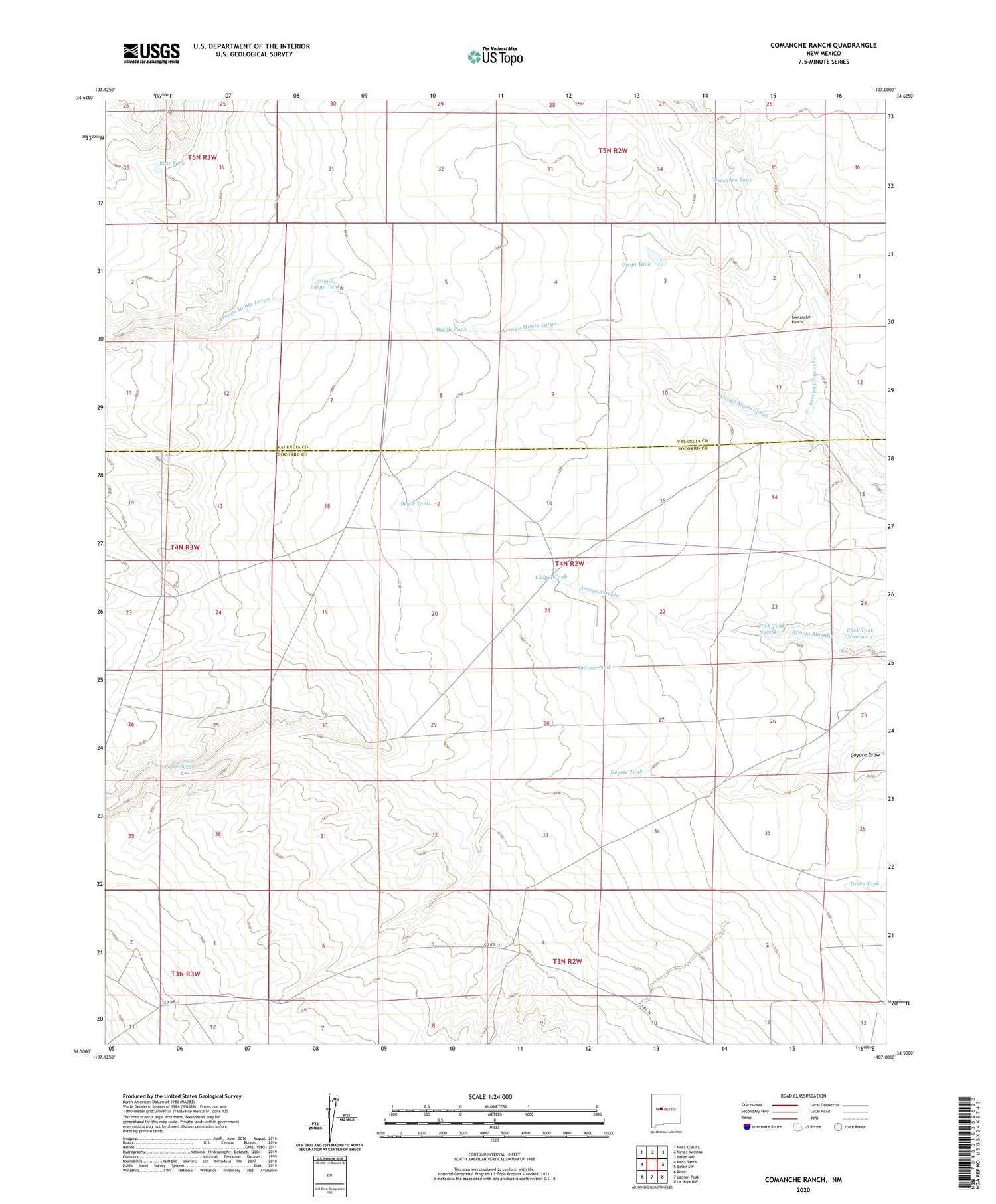 Comanche Ranch New Mexico US Topo Map Image