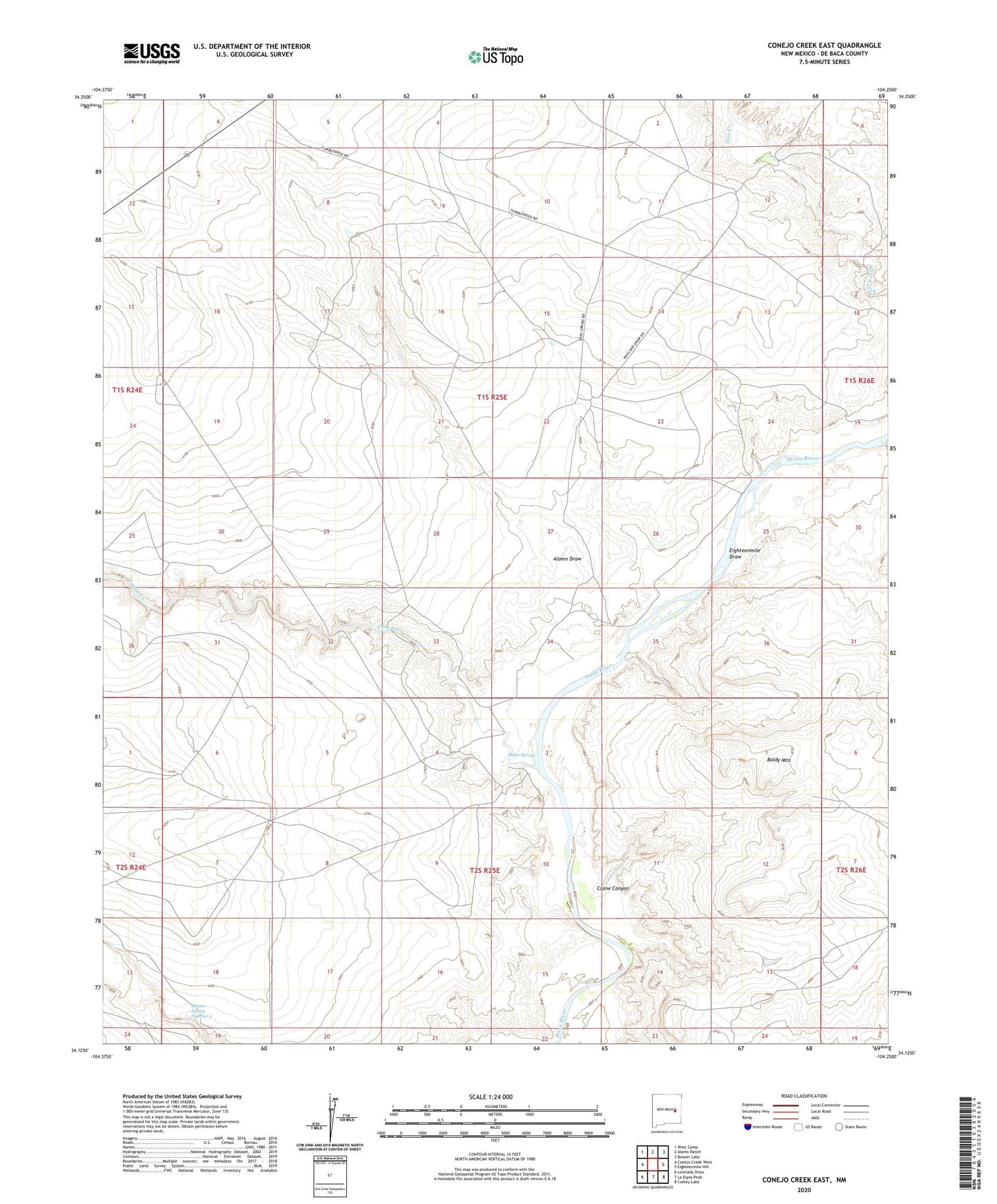 Conejo Creek East New Mexico US Topo Map Image