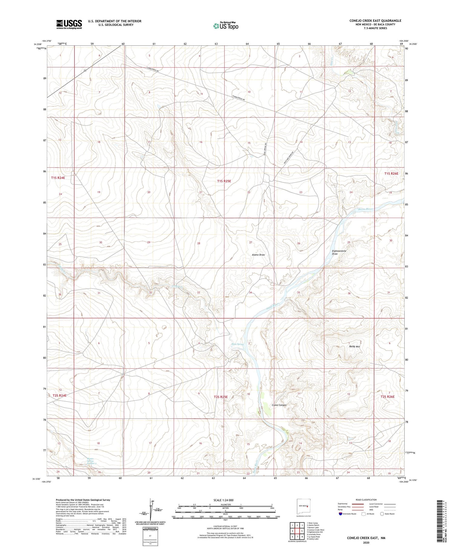 Conejo Creek East New Mexico US Topo Map Image