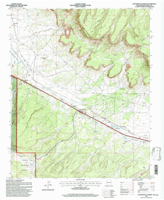 Classic USGS Continental Divide New Mexico 7.5'x7.5' Topo Map Image