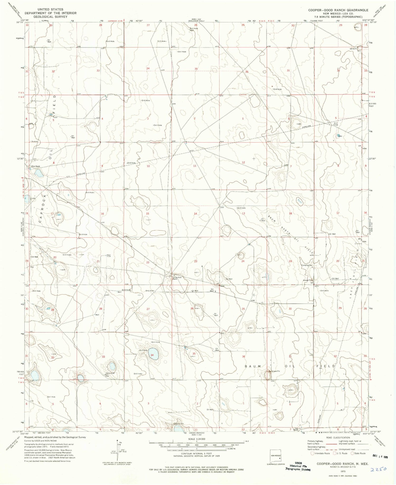 Classic USGS Cooper-Good Ranch New Mexico 7.5'x7.5' Topo Map Image