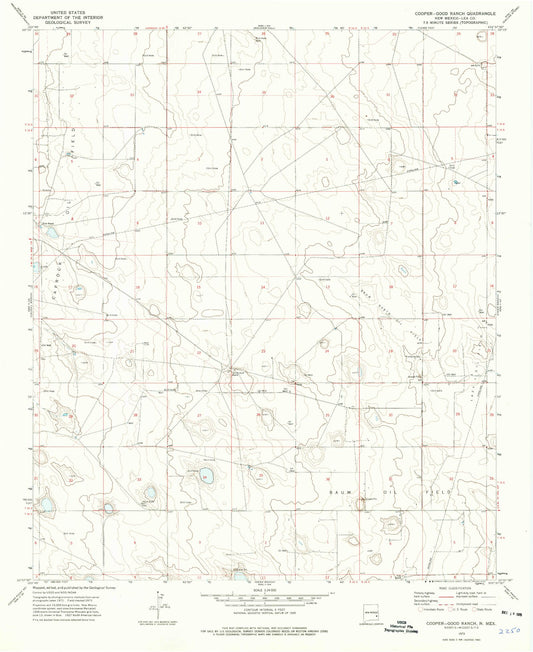Classic USGS Cooper-Good Ranch New Mexico 7.5'x7.5' Topo Map Image