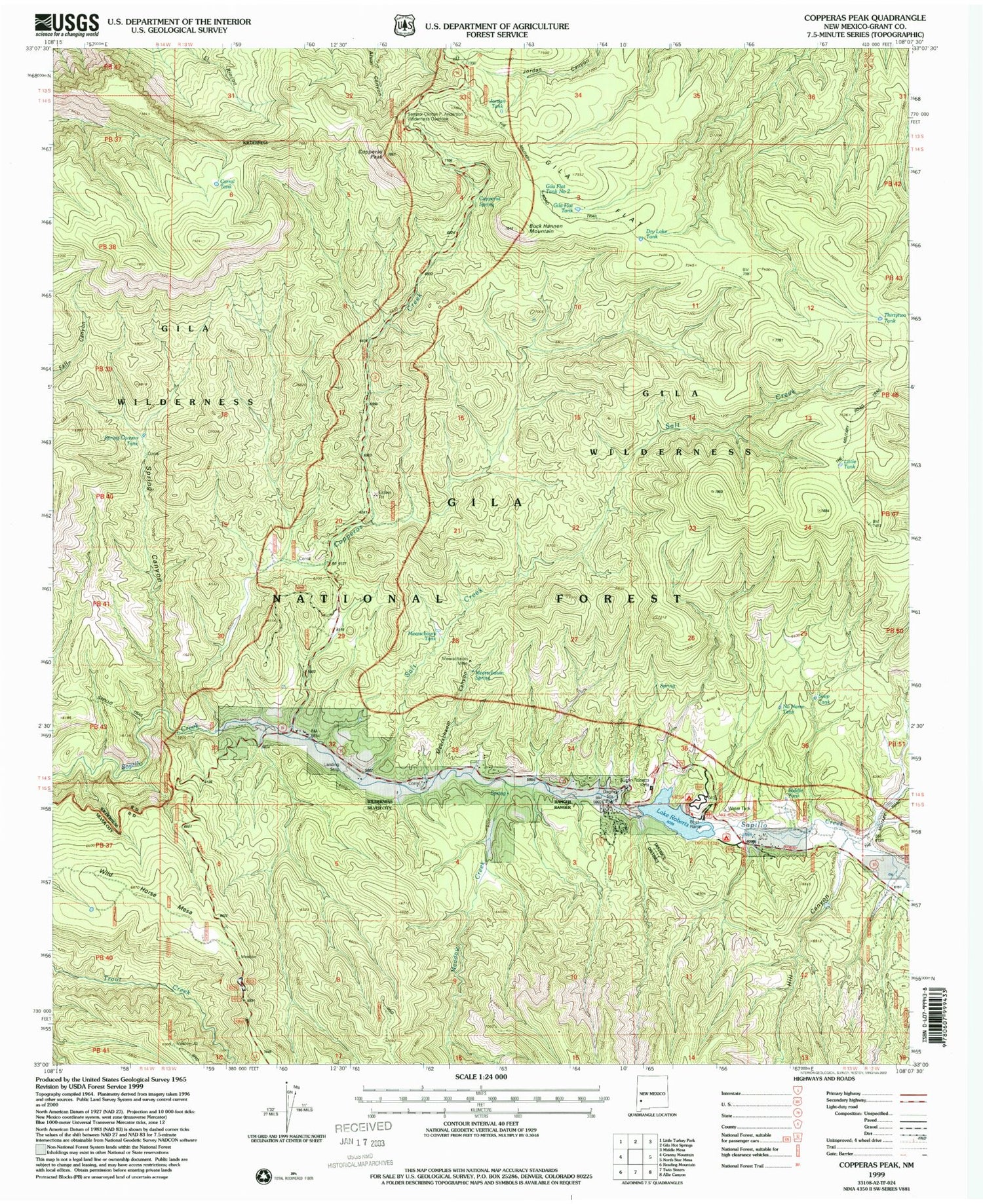Classic USGS Copperas Peak New Mexico 7.5'x7.5' Topo Map Image