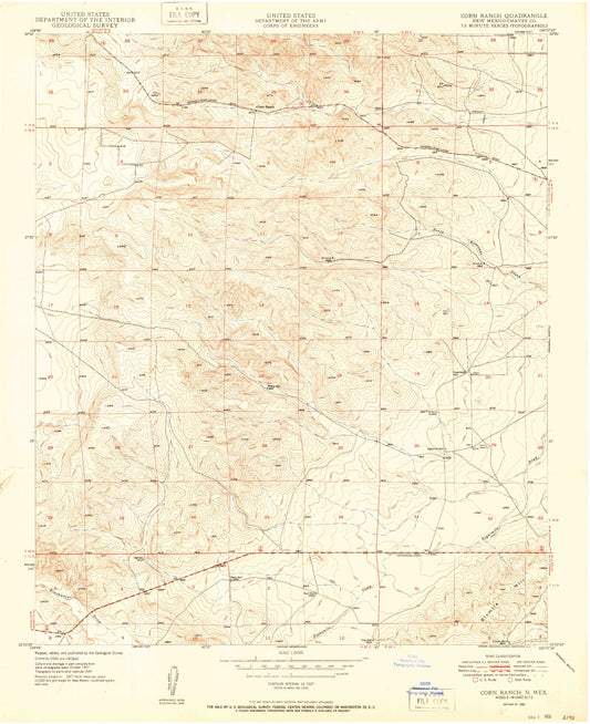 Classic USGS Corn Ranch New Mexico 7.5'x7.5' Topo Map Image