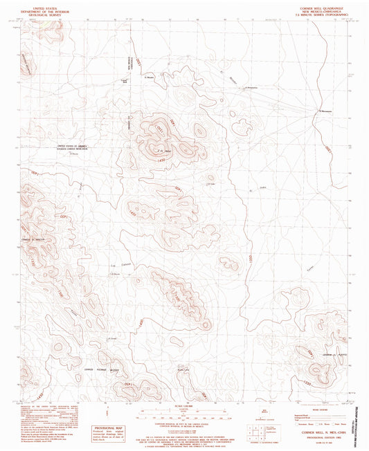 Classic USGS Corner Well New Mexico 7.5'x7.5' Topo Map Image